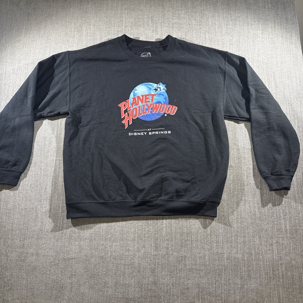Planet Hollywood Sweater Men's Large Disney‎ Springs Black Crewneck Pullover
